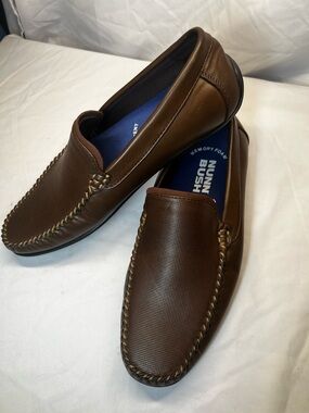 Nunn Bush Brown Textured Leather Slip-On Loafers